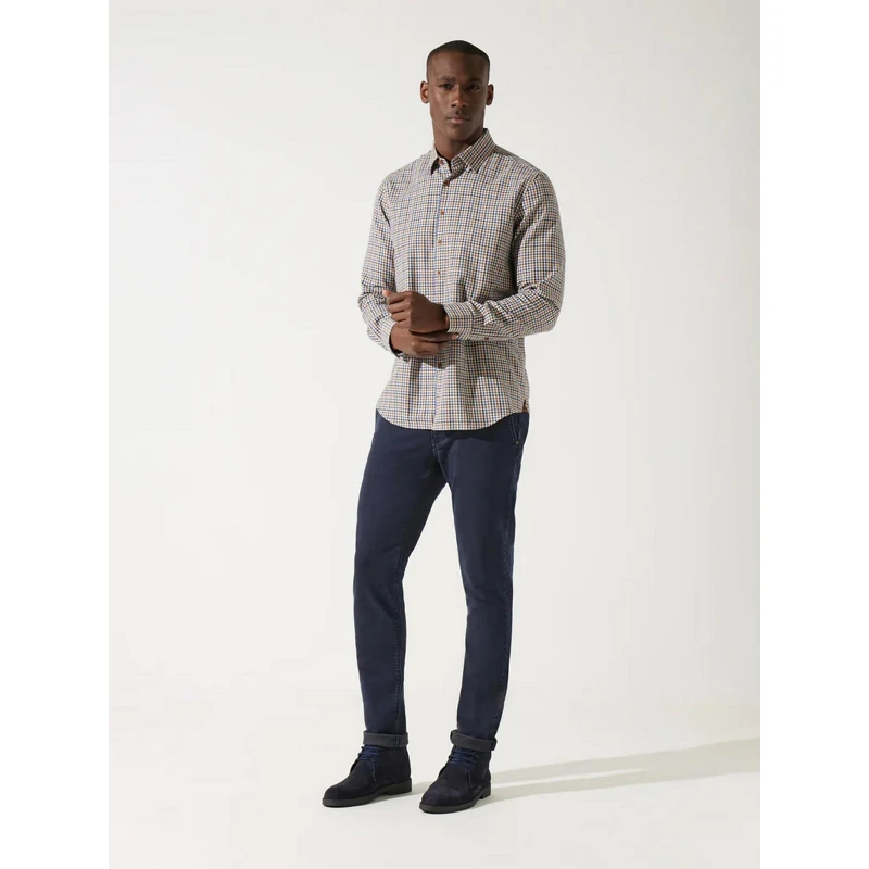 Chemise à Carreaux Jean Bleu Marron Homme - Izac 5 Chemise à Carreaux Jean Bleu Marron Homme - Izac – Image 3