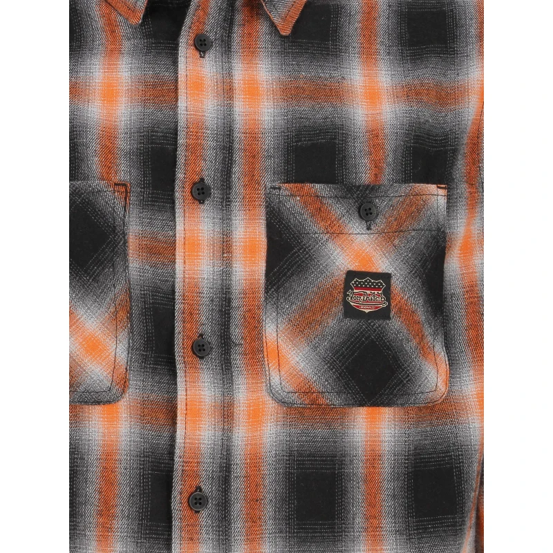 Chemise à Carreaux Plaid Orange Noir Homme - Von Dutch 6 Chemise à Carreaux Plaid Orange Noir Homme - Von Dutch – Image 4