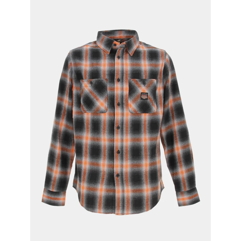 Chemise à Carreaux Plaid Orange Noir Homme - Von Dutch 3 Chemise à Carreaux Plaid Orange Noir Homme - Von Dutch