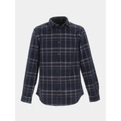 Chemise à Carreaux Strié Bleu Marine Homme - Armani Exchange