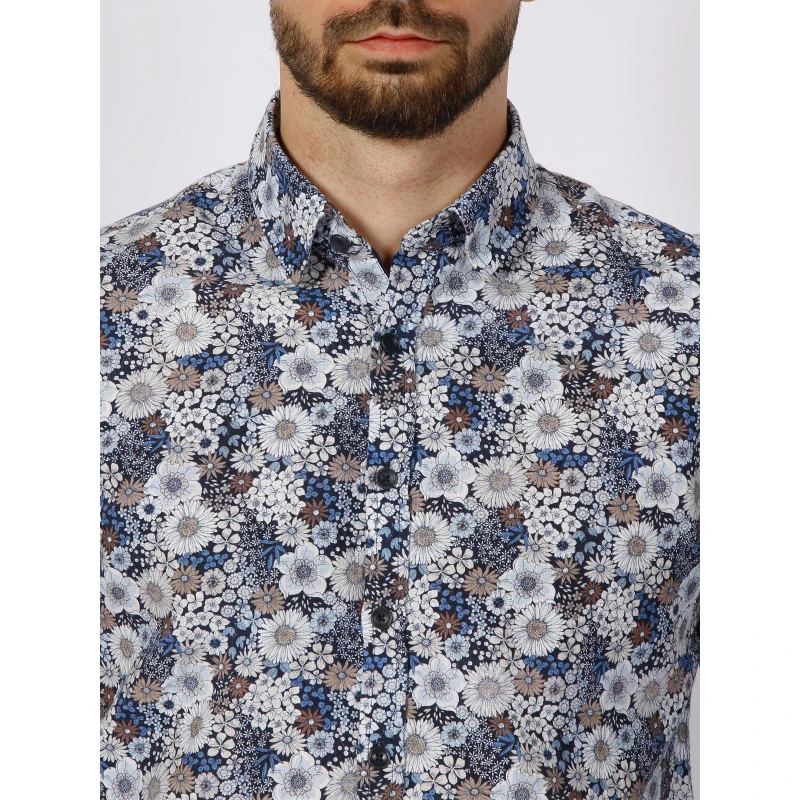 Chemise à Fleurs Khalys Bleu Marine Homme - Izac 6 Chemise à Fleurs Khalys Bleu Marine Homme - Izac – Image 4