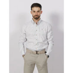 Chemise à Imprimés Last Blanc Kaki Homme - Benson & Cherry