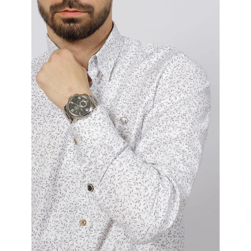 Chemise à Imprimés Last Blanc Kaki Homme - Benson & Cherry 6 Chemise à Imprimés Last Blanc Kaki Homme - Benson & Cherry – Image 4