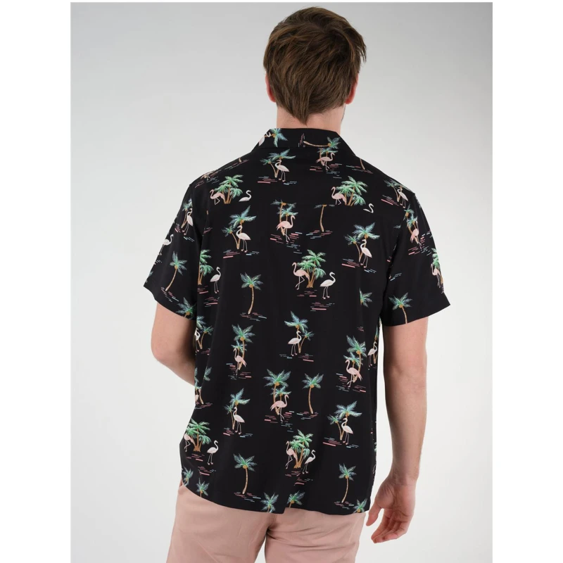 Chemise Imprimés Flamants Rose Cabana Noir Homme - Deeluxe 4 Chemise Imprimés Flamants Rose Cabana Noir Homme - Deeluxe – Image 2