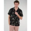 Chemise Imprimés Flamants Rose Cabana Noir Homme - Deeluxe -TEDDY Vetements Magasin chemise imprimes flamants rose cabana noir homme deeluxe