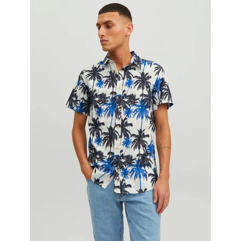 Chemise Imprimés Palmiers James Tulum Bleu Homme - Jack & Jones 3 Chemise Imprimés Palmiers James Tulum Bleu Homme - Jack & Jones