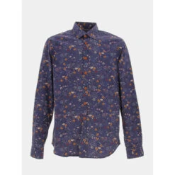 Chemise Kandor Imprimé Floral Bleu Marine Homme - Izac