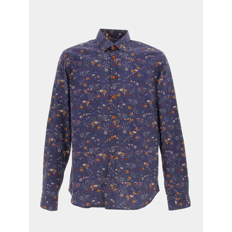 Chemise Kandor Imprimé Floral Bleu Marine Homme - Izac 3 Chemise Kandor Imprimé Floral Bleu Marine Homme - Izac