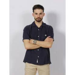 Chemise Légère Hawai Bleu Marine Homme - Serge Blanco
