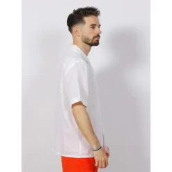 Chemise Manches Courtes En Lin Cuban Blanc Homme - Calvin Klein -TEDDY Vetements Magasin chemise manches courtes en lin cuban blanc homme calvin klein 2
