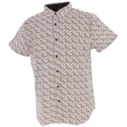 Chemise Manches Courtes Floral Rouge Homme - Rms 26