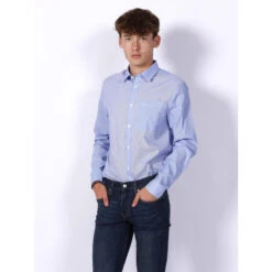 Chemise Manches Longues à Rayures Bleu Homme - Armani Exchange