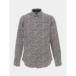 Chemise Manches Longues Fleurs Marine Homme - Benson & Cherry