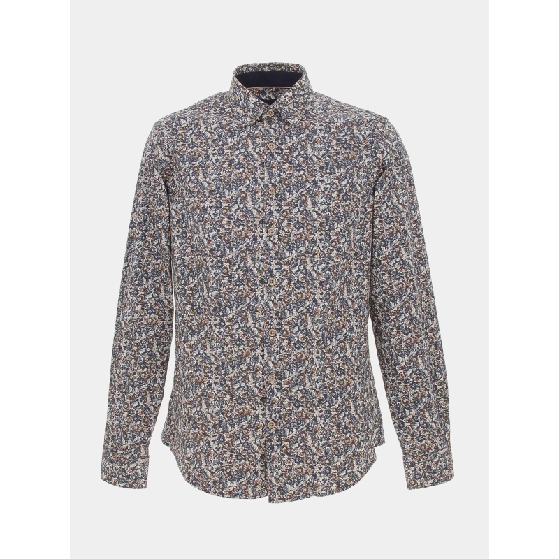 Chemise Manches Longues Fleurs Marine Homme - Benson & Cherry 3 Chemise Manches Longues Fleurs Marine Homme - Benson & Cherry