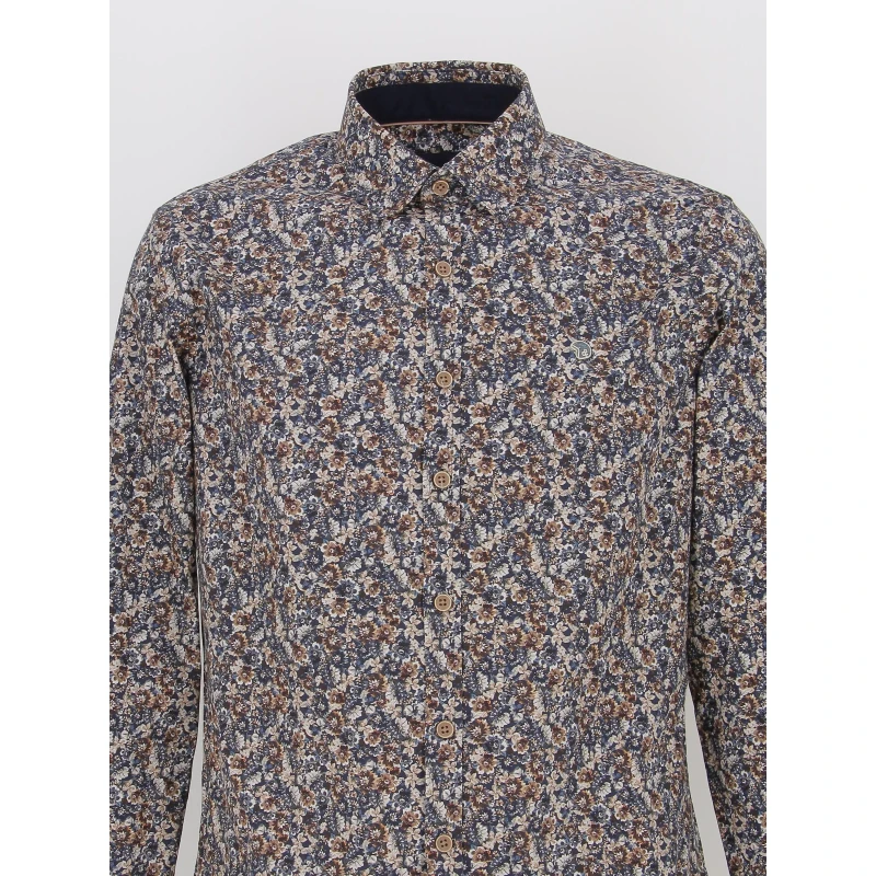 Chemise Manches Longues Fleurs Marine Homme - Benson & Cherry 5 Chemise Manches Longues Fleurs Marine Homme - Benson & Cherry – Image 3