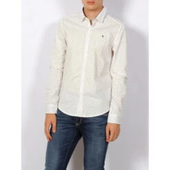 SUN VALLEY Chemise Manches Longues Logo Brodé Blanc Homme - Sunvalley