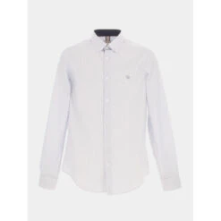 Chemise Manches Longues Rayures Homme Blanc - Benson & Cherry