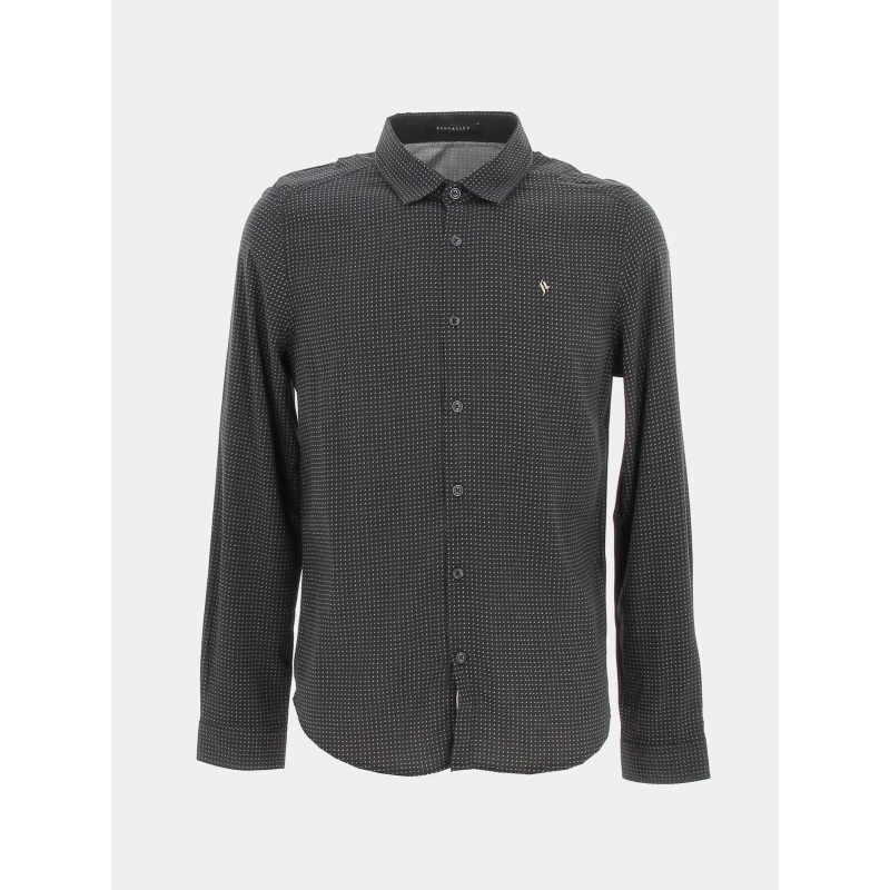 Chemise Manches Longues Slim à Motif Noir Homme - Sun Valley 3 Chemise Manches Longues Slim à Motif Noir Homme - Sun Valley