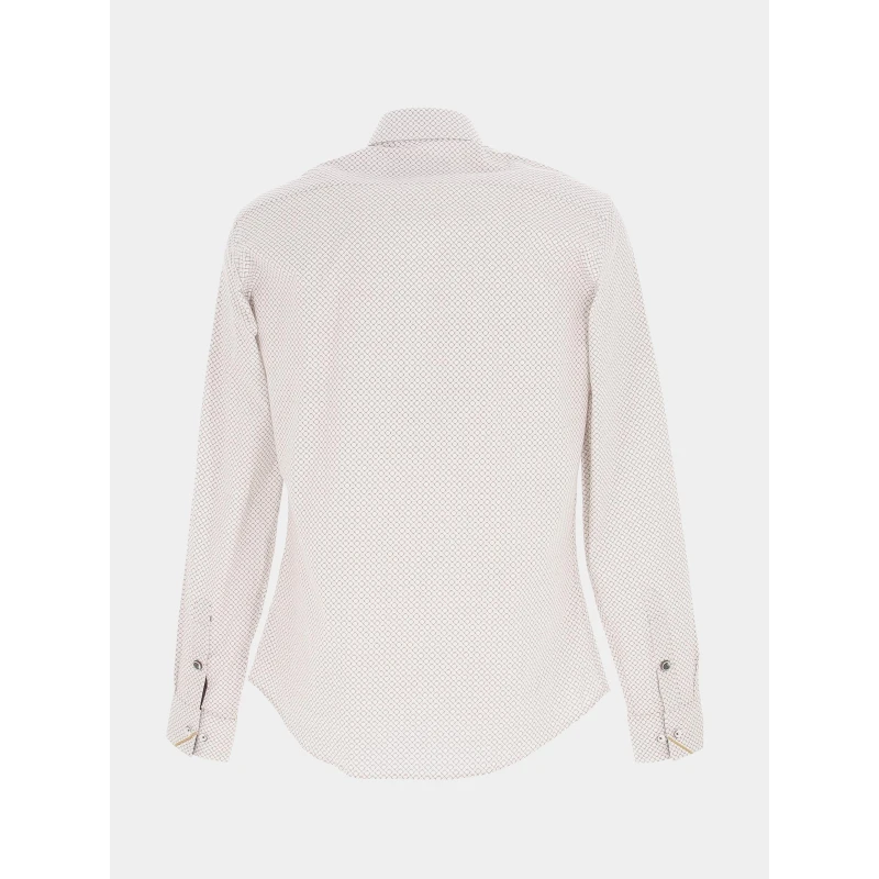 Chemise Ml Classic Motif Carré Blanc Homme - Benson & Cherry 4 Chemise Ml Classic Motif Carré Blanc Homme - Benson & Cherry – Image 2