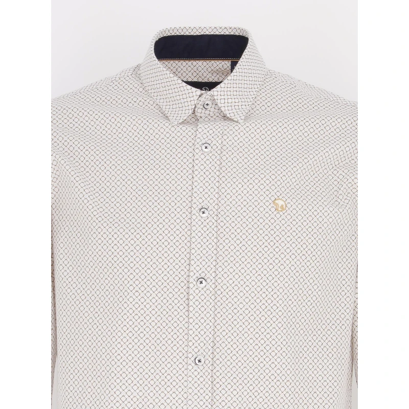 Chemise Ml Classic Motif Carré Blanc Homme - Benson & Cherry 5 Chemise Ml Classic Motif Carré Blanc Homme - Benson & Cherry – Image 3