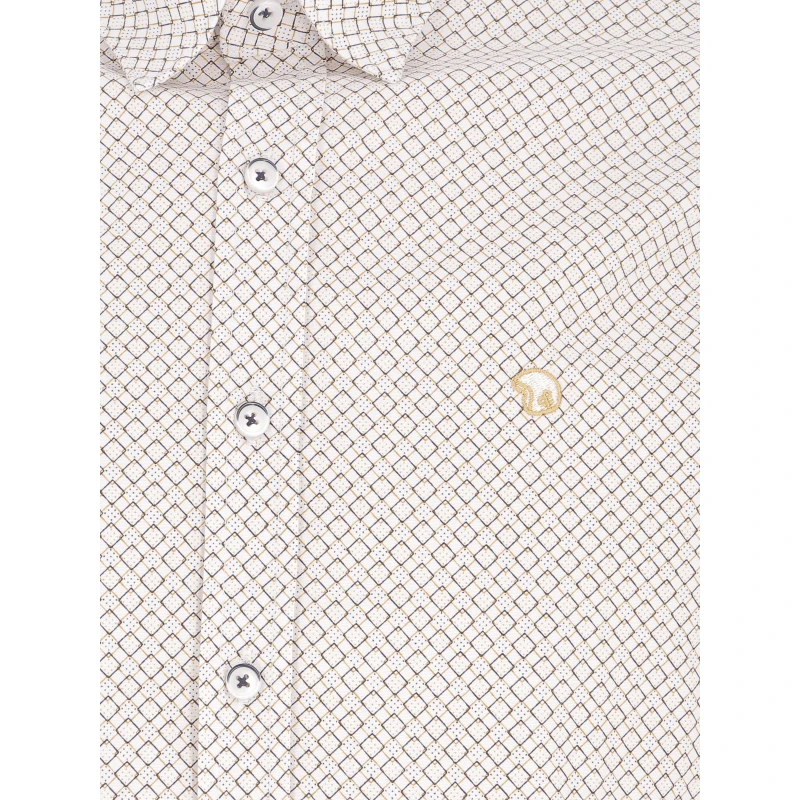 Chemise Ml Classic Motif Carré Blanc Homme - Benson & Cherry 6 Chemise Ml Classic Motif Carré Blanc Homme - Benson & Cherry – Image 4