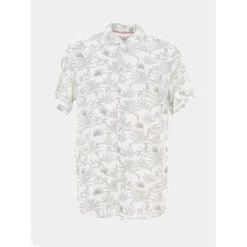 Chemise Palmiers Willson Blanc Kaki Homme - Deeluxe