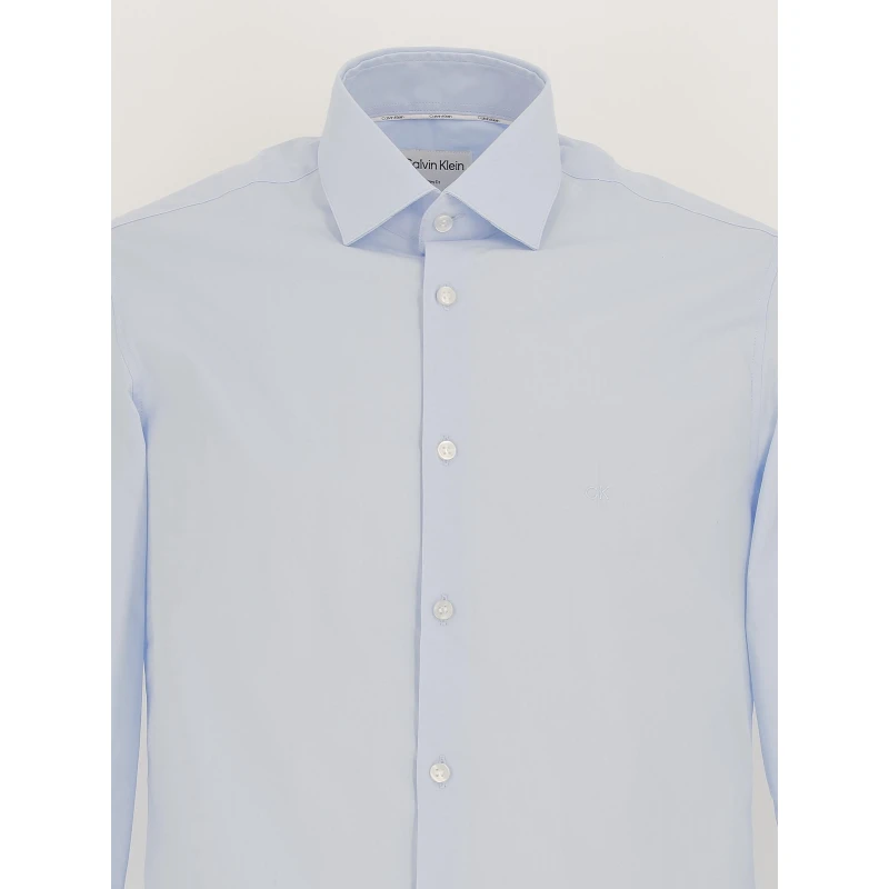 Chemise Poplin Stretch Slim Bleu Homme - Calvin Klein 5 Chemise Poplin Stretch Slim Bleu Homme - Calvin Klein – Image 3