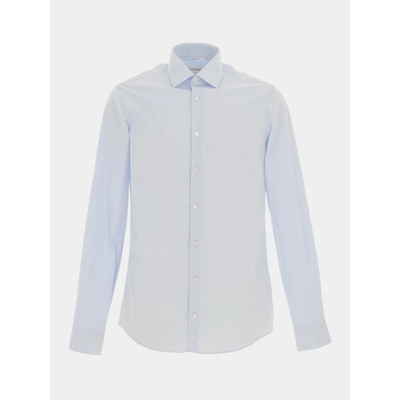 Chemise Poplin Stretch Slim Bleu Homme - Calvin Klein 3 Chemise Poplin Stretch Slim Bleu Homme - Calvin Klein