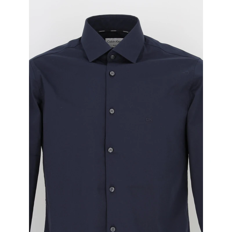 Chemise Poplin Stretch Slim Bleu Marine Homme - Calvin Klein 5 Chemise Poplin Stretch Slim Bleu Marine Homme - Calvin Klein – Image 3