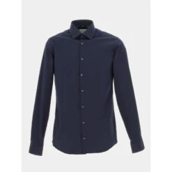 Chemise Poplin Stretch Slim Bleu Marine Homme - Calvin Klein