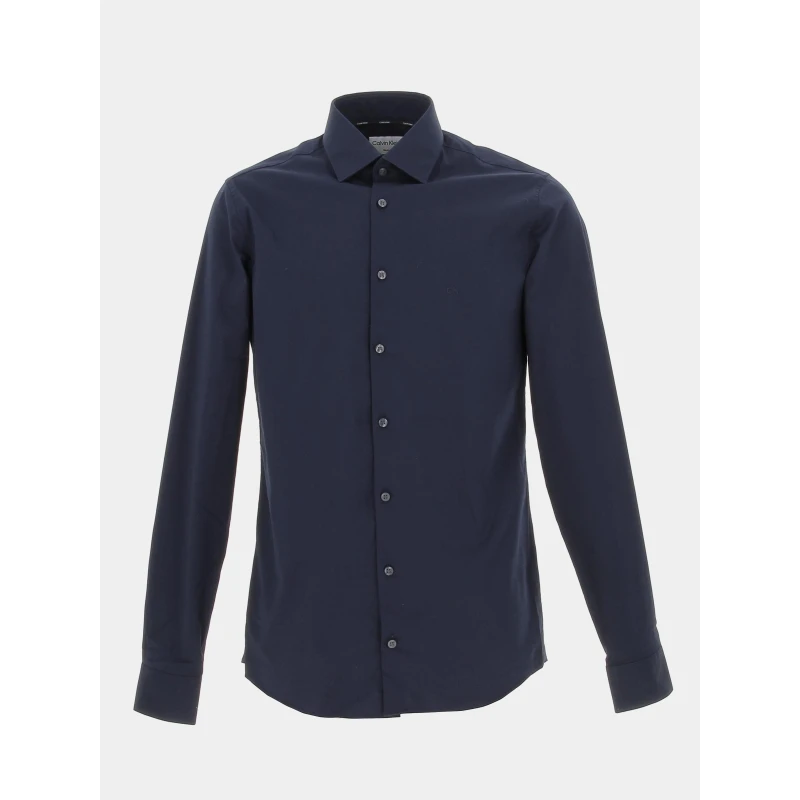 Chemise Poplin Stretch Slim Bleu Marine Homme - Calvin Klein 3 Chemise Poplin Stretch Slim Bleu Marine Homme - Calvin Klein