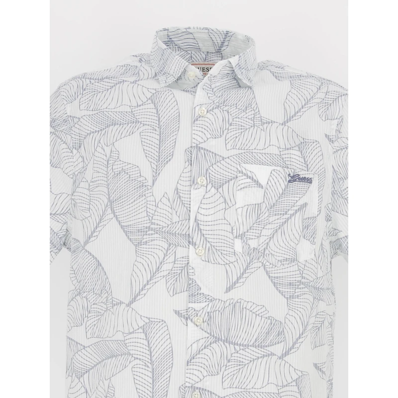 Chemise Rayée à Fleurs Collins Blanc Bleu Homme - Guess 5 Chemise Rayée à Fleurs Collins Blanc Bleu Homme - Guess – Image 3