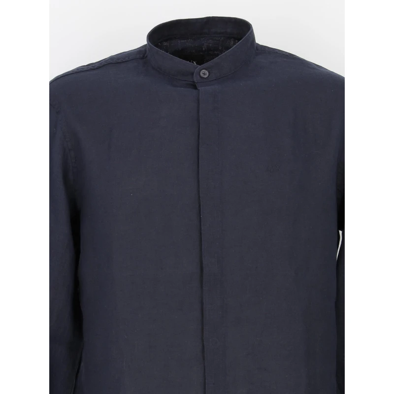 Chemise Regular En Lin Bleu Marine Homme - Armani Exchange 5 Chemise Regular En Lin Bleu Marine Homme - Armani Exchange – Image 3