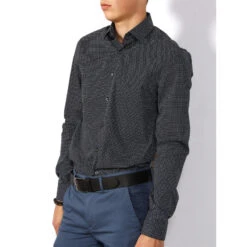 Chemise Stretch Dash Print Bleu Marine Homme - Calvin Klein -TEDDY Vetements Magasin chemise stretch dash print bleu marine homme calvin klein 1 2