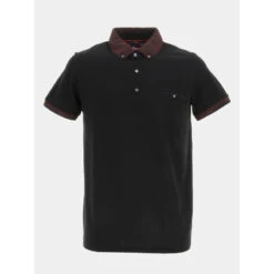 Polo Garance Uni Noir Homme - Benson & Cherry