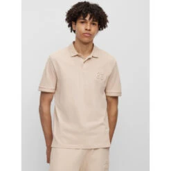Polo Logo Embossé Drouts Beige Homme - Hugo