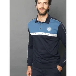 Polo Manches Longues Team Bleu Homme - Delahaye -TEDDY Vetements Magasin polo manches longues team bleu homme delahaye 2