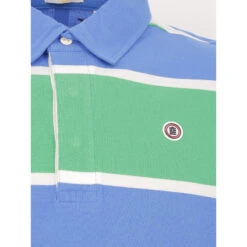 Polo Rayé Manches Courtes Bleu Vert Homme - Serge Blanco -TEDDY Vetements Magasin polo raye manches courtes bleu vert homme serge blanco 3