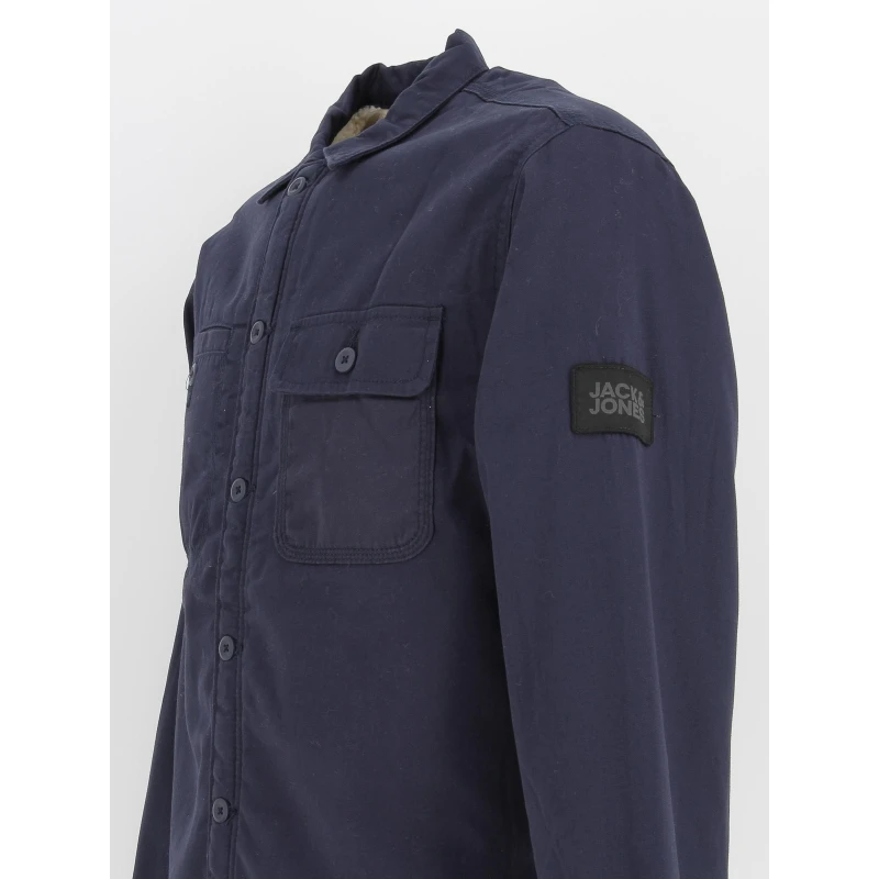 Surchemise Doublée Teddy Bleu Marine Homme - Jack & Jones 5 Surchemise Doublée Teddy Bleu Marine Homme - Jack & Jones – Image 4