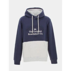 Sweat à Capuche Bicolore Embossé Gris Bleu Homme - Quiksilver