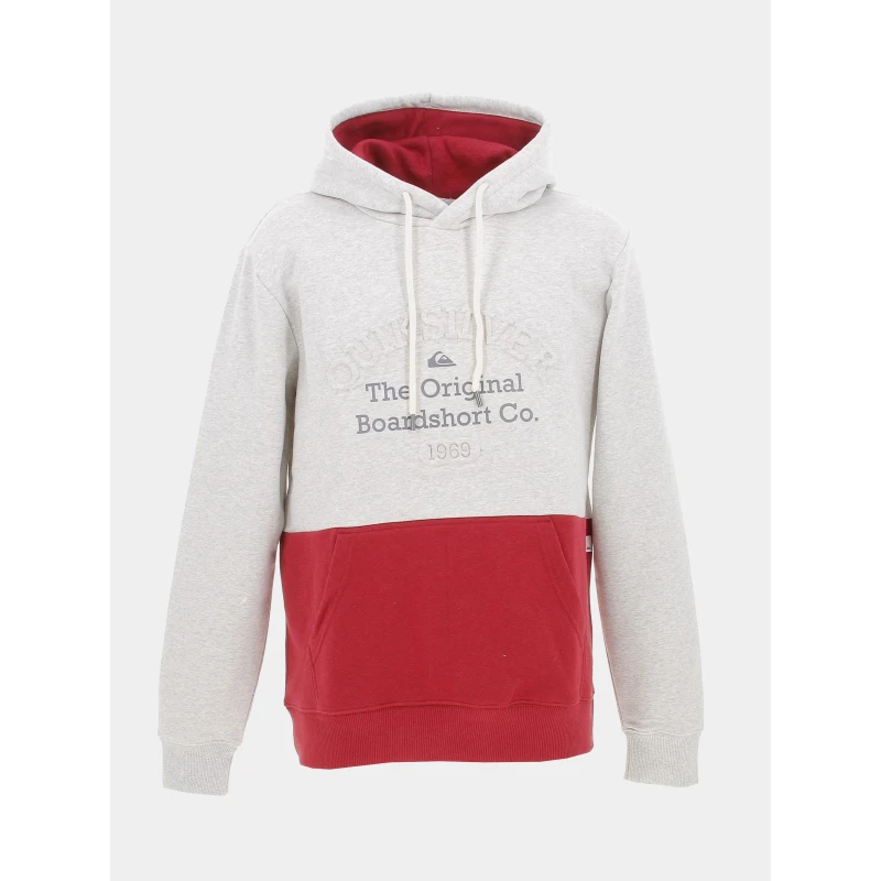 TEDDY Vetements Magasin -TEDDY Vetements Magasin sweat a capuche bicolore embosse gris rouge homme quiksilver