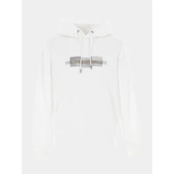 Sweat à Capuche Box Striped Logo Blanc Homme - Calvin Klein