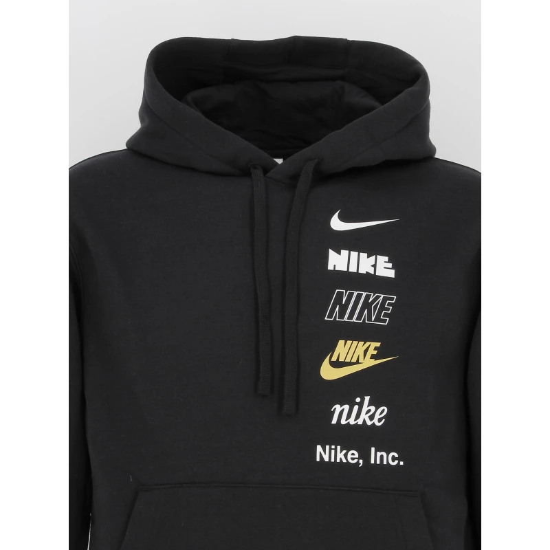 Sweat à Capuche Club Multi-logos Noir Homme - Nike 5 Sweat à Capuche Club Multi-logos Noir Homme - Nike – Image 3