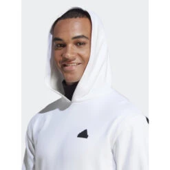 Sweat à Capuche Fi 3s Logo Badge Blanc Homme - Adidas -TEDDY Vetements Magasin sweat a capuche fi 3s logo badge blanc homme adidas 3