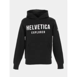 Sweat à Capuche Laun Noir Homme - Helvetica