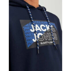 Sweat à Capuche Logan Aw23 Bleu Marine Homme - Jack & Jones -TEDDY Vetements Magasin sweat a capuche logan aw23 bleu marine homme jack jones 2