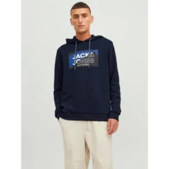 Sweat à Capuche Logan Aw23 Bleu Marine Homme - Jack & Jones