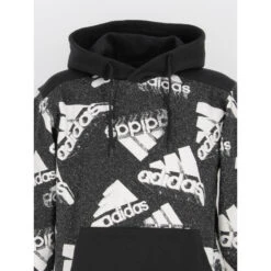 Sweat à Capuche Logo 3 Bandes Noir Homme - Adidas -TEDDY Vetements Magasin sweat a capuche logo 3 bandes noir homme adidas 2