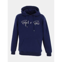 Sweat Ă Capuche Logo Bleu Marine Homme - Project X Paris