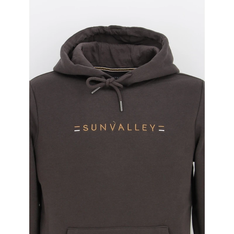 SUN VALLEY Sweat à Capuche Logo Brodé Marron Homme - Sunvalley 5 SUN VALLEY Sweat à Capuche Logo Brodé Marron Homme - Sunvalley – Image 3